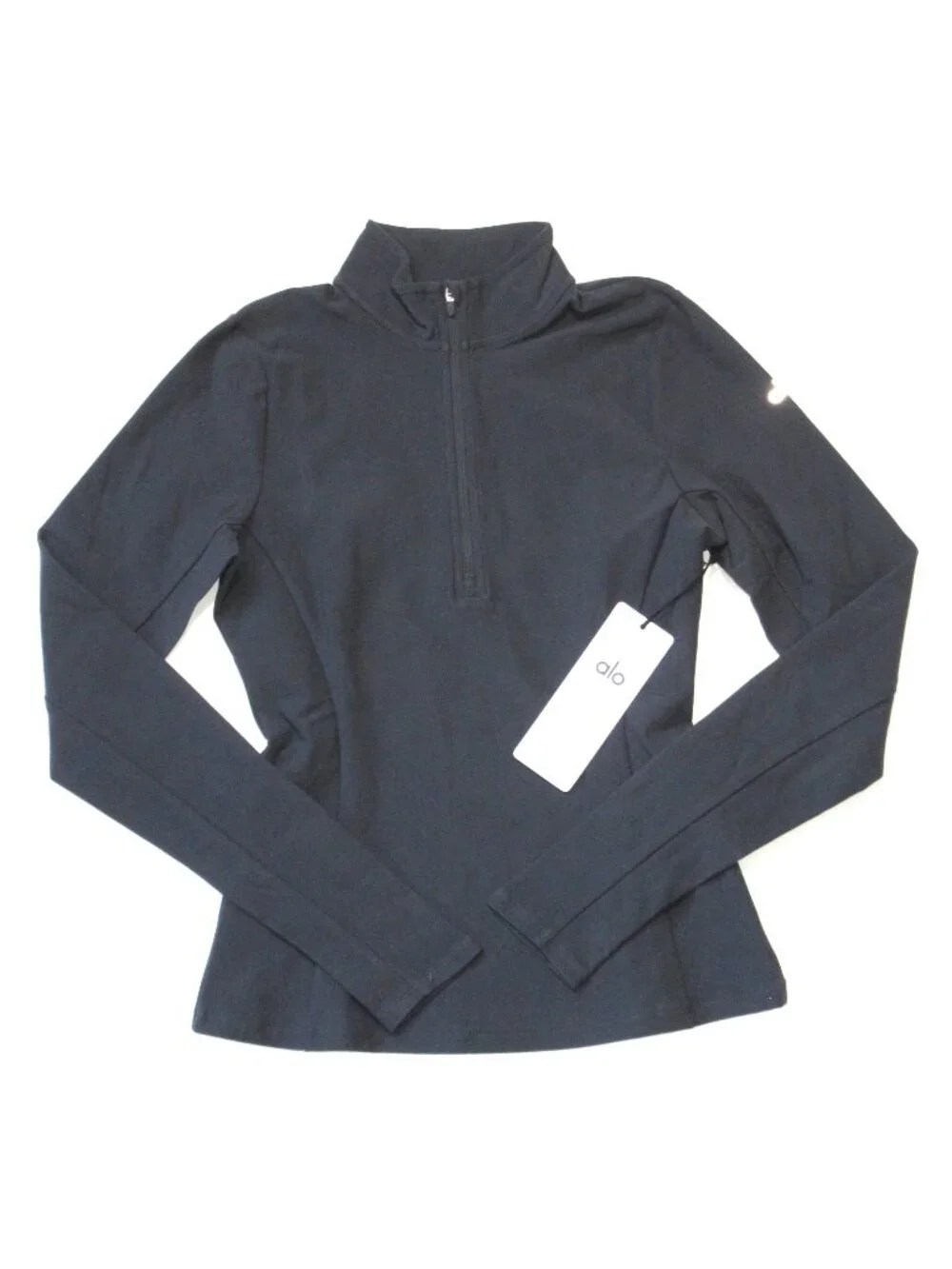 NWT Alo Alosoft 1/2 Zip Rapid Pullover in Anthracite Solid Stretch Fitted Top S